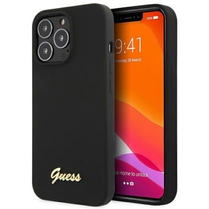 Guess Silicone Script Gold Logo - θήκη για Apple iPhone 13 Pro Max - Μαύρο