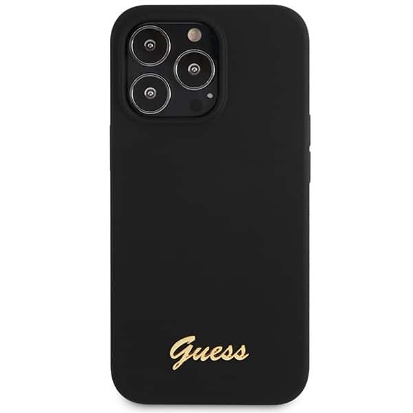 Guess Silicone Script Gold Logo - θήκη για Apple iPhone 13 Pro Max - Μαύρο - Image 3