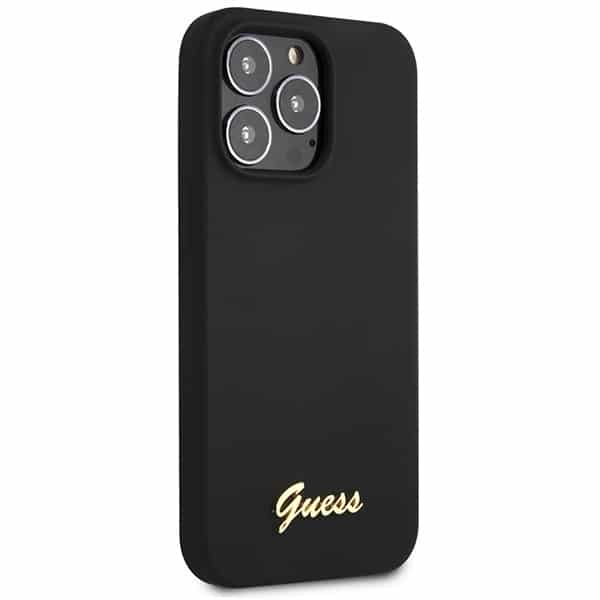 Guess Silicone Script Gold Logo - θήκη για Apple iPhone 13 Pro Max - Μαύρο - Image 4