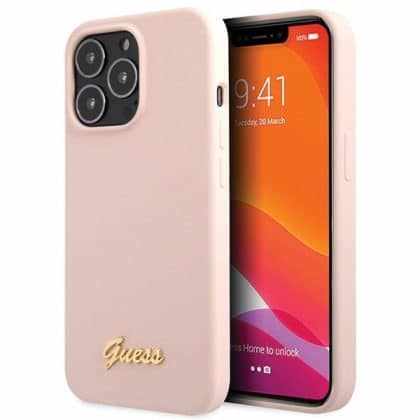 Guess Silicone Script Gold Logo - θήκη για Apple iPhone 13 Pro Max - Ροζ