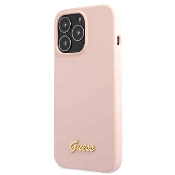 Guess Silicone Script Gold Logo - θήκη για Apple iPhone 13 Pro Max - Ροζ - Image 2