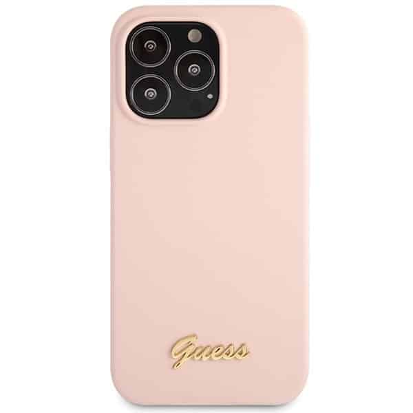 Guess Silicone Script Gold Logo - θήκη για Apple iPhone 13 Pro Max - Ροζ - Image 3