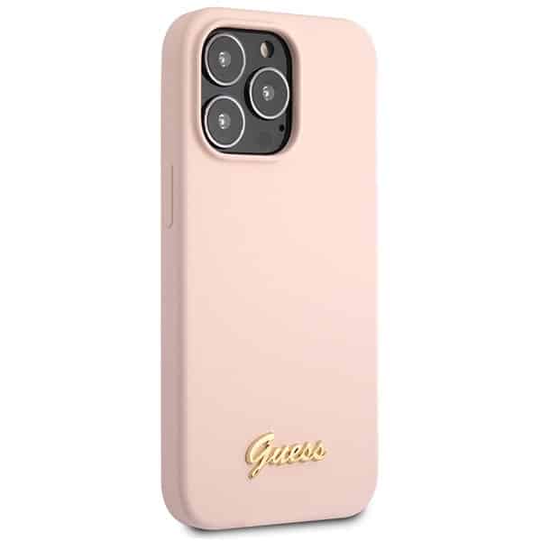 Guess Silicone Script Gold Logo - θήκη για Apple iPhone 13 Pro Max - Ροζ - Image 4