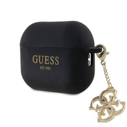 Guess GUAP2LECG4K AirPods Pro 2 (2022/2023) cover μαύρο/black Liquid Silicone Glitter Triangle Charm