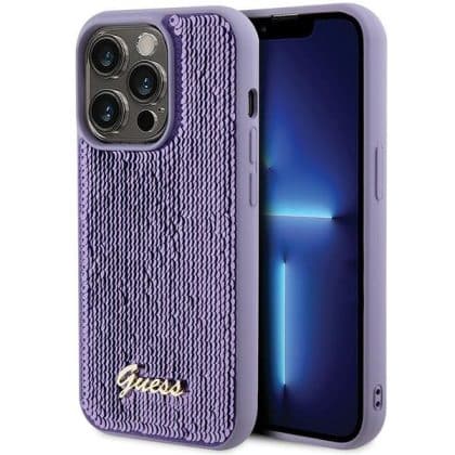 Guess Sequin Script Metal - θήκη για Apple iPhone 15 Pro - Μωβ