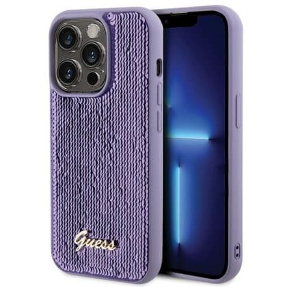 Guess Sequin Script Metal - θήκη για Apple iPhone 15 Pro Max - Μωβ