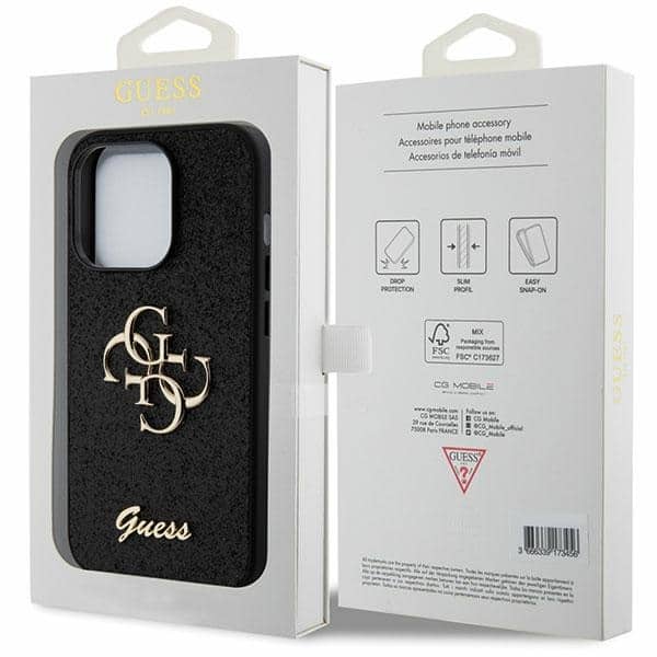 Guess Glitter Script Big - θήκη για Apple iPhone 15 Pro - Μαύρο - Image 8