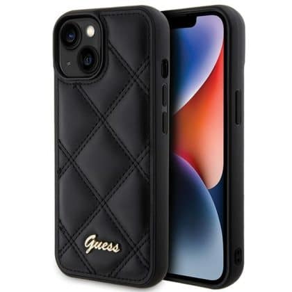 Guess Quilted Metal Logo - θήκη για Apple iPhone 15 - Μαύρο