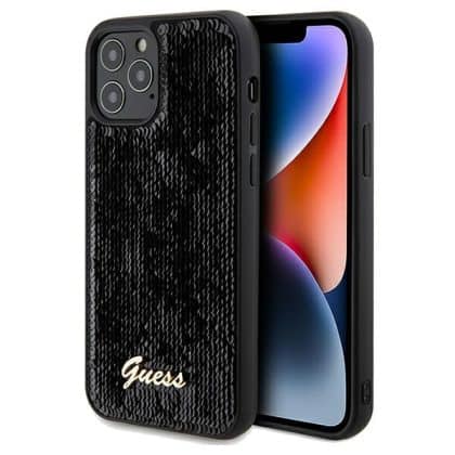 Guess Sequin Script Metal - θήκη για Apple iPhone 12/12 Pro - Μαύρο
