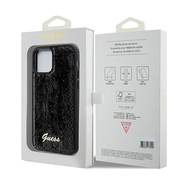 Guess Sequin Script Metal - θήκη για Apple iPhone 12/12 Pro - Μαύρο - Image 8