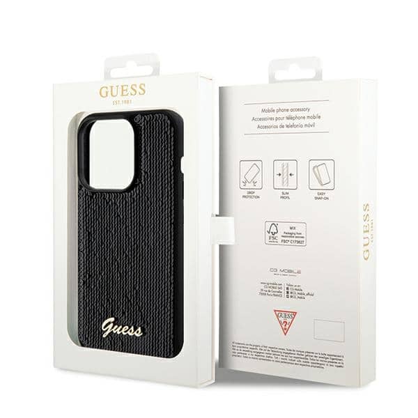 Guess Sequin Script Metal - θήκη για Apple iPhone 14 Pro - Μαύρο - Image 8