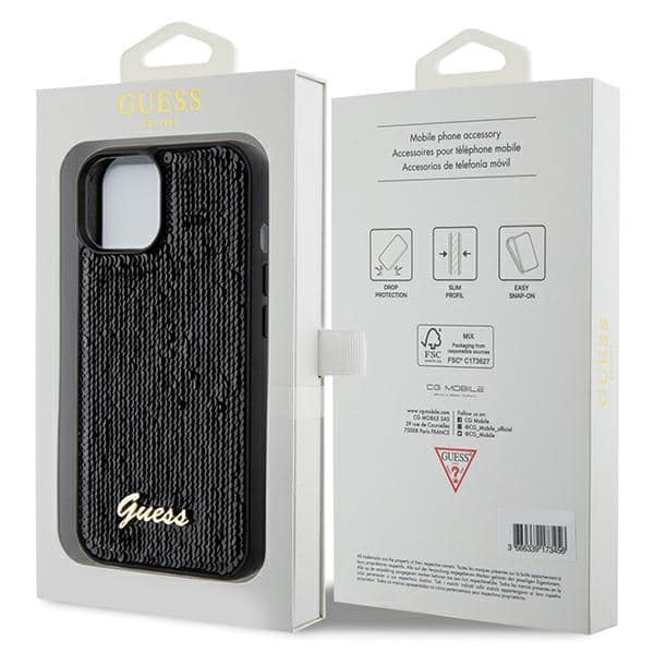 Guess Sequin Script Metal - θήκη για Apple iPhone 14 / 15 13 - Μαύρο - Image 8