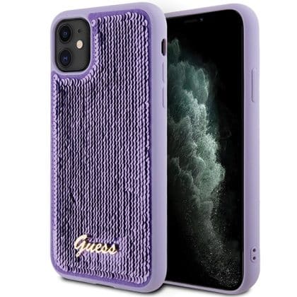 Guess Sequin Script Metal - θήκη για Apple iPhone 11 - Μωβ