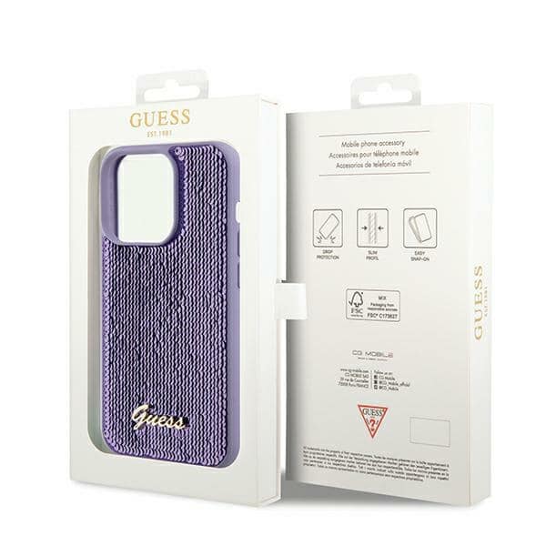 Guess Sequin Script Metal - θήκη για Apple iPhone 14 Pro - Μωβ - Image 8