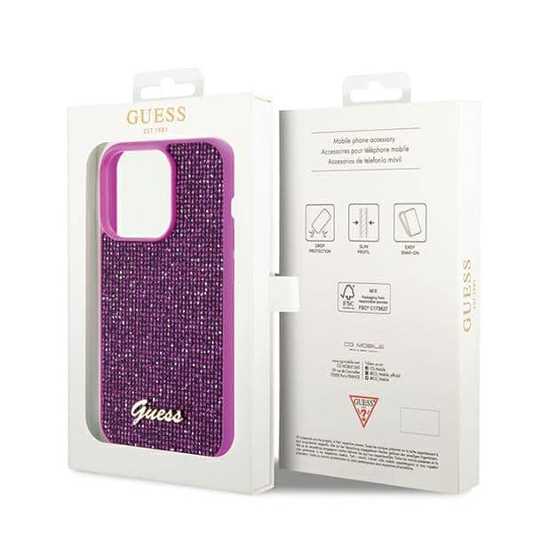 Guess Disco Metal Script - θήκη για Apple iPhone 14 Pro Max - Ροζ - Image 8