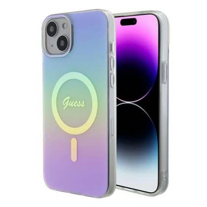 Guess IML Iridescent MagSafe - θήκη για Apple iPhone 15 - Μωβ