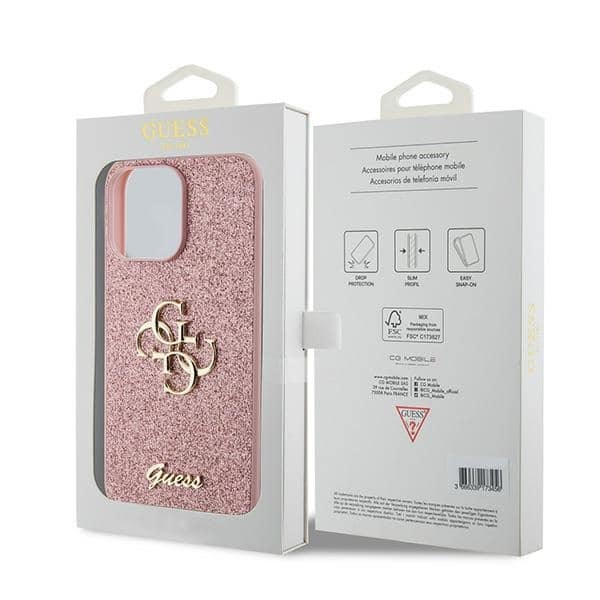 Guess Glitter Script Big - θήκη για Apple iPhone 15 Pro - Ροζ - Image 8