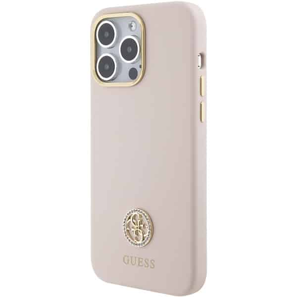 Guess Silicone Logo Strass - θήκη για Apple iPhone 15 Pro Max - Ροζ - Image 2