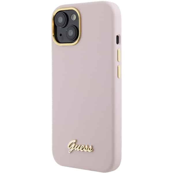 Guess Script Metal Logo & Frame - θήκη για Apple iPhone 15 - Ροζ - Image 2