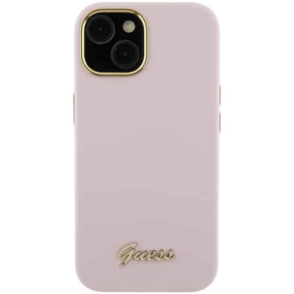 Guess Script Metal Logo & Frame - θήκη για Apple iPhone 15 - Ροζ - Image 3