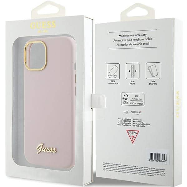 Guess Script Metal Logo & Frame - θήκη για Apple iPhone 15 - Ροζ - Image 8