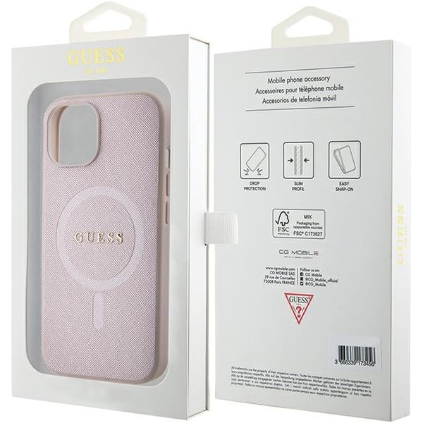 Guess Saffiano Magsafe - θήκη για Apple iPhone 15 Plus - Ροζ - Image 8