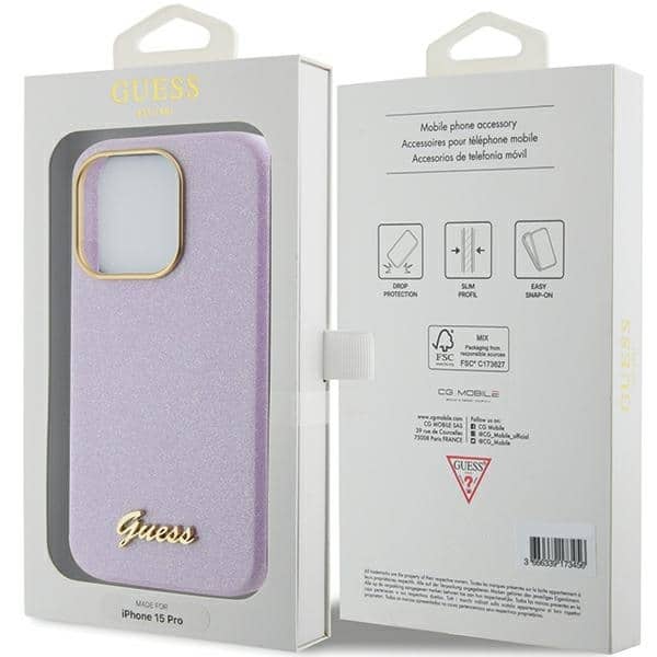 Guess Glitter Glossy Script - θήκη για Apple iPhone 15 Pro - Πολύχρωμο - Image 8