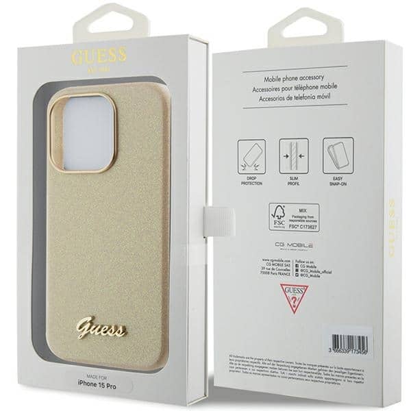 Guess Glitter Glossy Script - θήκη για Apple iPhone 15 Pro - Χρυσό - Image 8