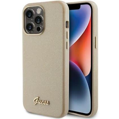 Guess Glitter Glossy Script - θήκη για Apple iPhone 15 Pro Max - Χρυσό
