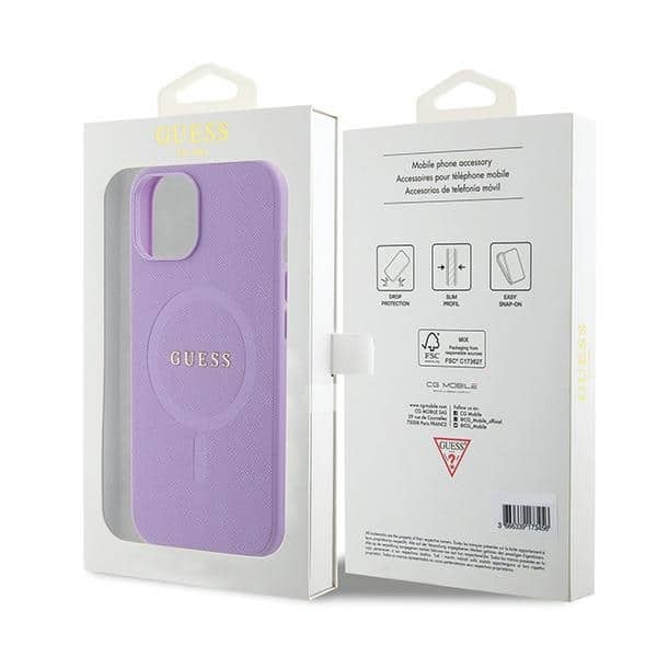 Guess Saffiano Magsafe - θήκη για Apple iPhone 15 Plus - Μωβ - Image 8