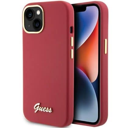 Guess Script Metal Logo & Frame - θήκη για Apple iPhone 15 - Ροζ
