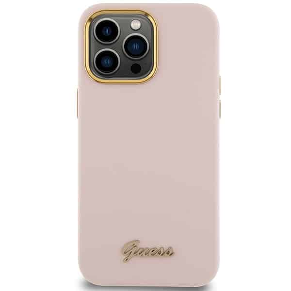 Guess Silicone Script Metal Logo & Frame - θήκη για Apple iPhone 15 Pro - Ροζ - Image 3