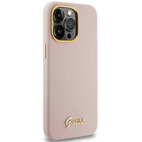 Guess Silicone Script Metal Logo & Frame - θήκη για Apple iPhone 15 Pro - Ροζ - Image 4