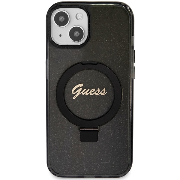 Guess Ring Stand Script Glitter MagSafe - θήκη για Apple iPhone 15 Plus - Μαύρο - Image 3