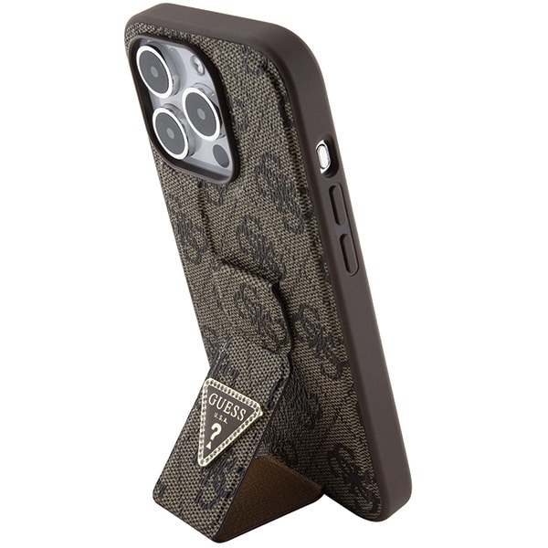 Guess GUHCP15LPGS4TDW iPhone 15 Pro 6.1" καφέ/brown hardcase Grip Stand 4G Triangle Strass - Image 2
