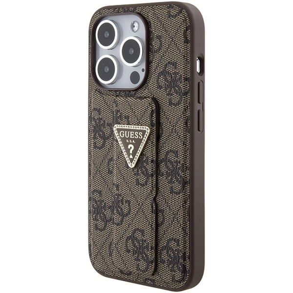 Guess GUHCP15LPGS4TDW iPhone 15 Pro 6.1" καφέ/brown hardcase Grip Stand 4G Triangle Strass - Image 3