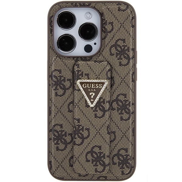 Guess GUHCP15LPGS4TDW iPhone 15 Pro 6.1" καφέ/brown hardcase Grip Stand 4G Triangle Strass - Image 4