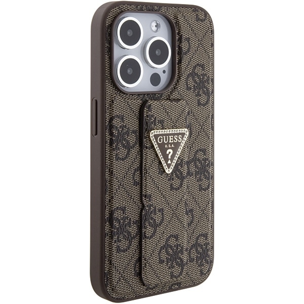 Guess GUHCP15LPGS4TDW iPhone 15 Pro 6.1" καφέ/brown hardcase Grip Stand 4G Triangle Strass - Image 5