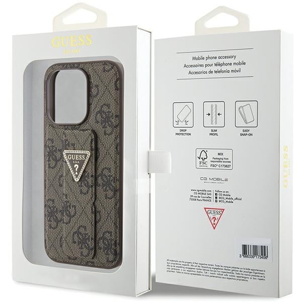 Guess GUHCP15LPGS4TDW iPhone 15 Pro 6.1" καφέ/brown hardcase Grip Stand 4G Triangle Strass - Image 9