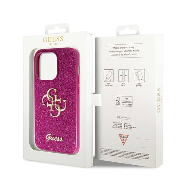 Guess Glitter Script Big - θήκη για Apple iPhone 15 Pro - Μωβ - Image 8