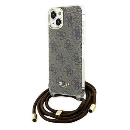 Guess Crossbody Cord 4G Print - θήκη για Apple iPhone 15 - Καφέ
