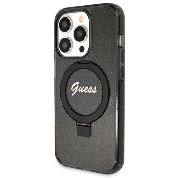 Guess Ring Stand Script Glitter MagSafe - θήκη για Apple iPhone 13 Pro Max - Μαύρο - Image 2