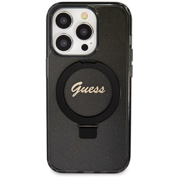 Guess Ring Stand Script Glitter MagSafe - θήκη για Apple iPhone 13 Pro Max - Μαύρο - Image 3