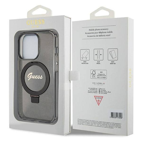 Guess Ring Stand Script Glitter MagSafe - θήκη για Apple iPhone 13 Pro Max - Μαύρο - Image 8