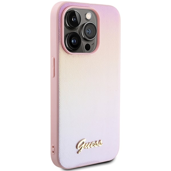 Guess Saffiano Iridescent Script - θήκη για Apple iPhone 14 Pro - Ροζ - Image 4