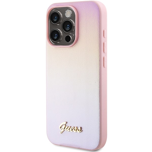 Guess Saffiano Iridescent Script - θήκη για Apple iPhone 14 Pro Max - Ροζ - Image 2