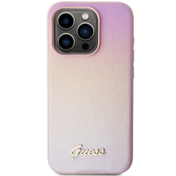 Guess Saffiano Iridescent Script - θήκη για Apple iPhone 14 Pro Max - Ροζ - Image 3