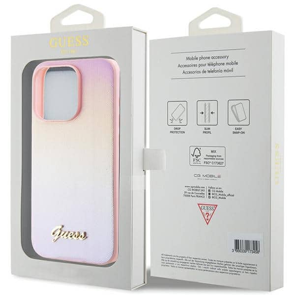 Guess Saffiano Iridescent Script - θήκη για Apple iPhone 15 Pro Max - Ροζ - Image 8