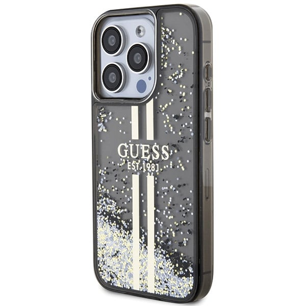 Guess Liquid Glitter Gold Stripes - θήκη για Apple iPhone 15 Pro Max - Μαύρο - Image 2