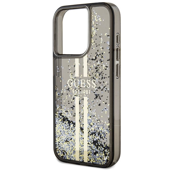 Guess Liquid Glitter Gold Stripes - θήκη για Apple iPhone 15 Pro Max - Μαύρο - Image 6